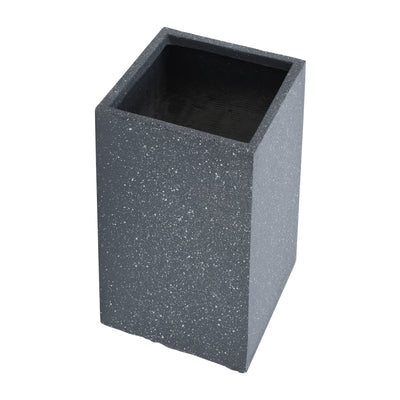 Resin, S/2 11/13"D Square Nested Planters, Dk Gray