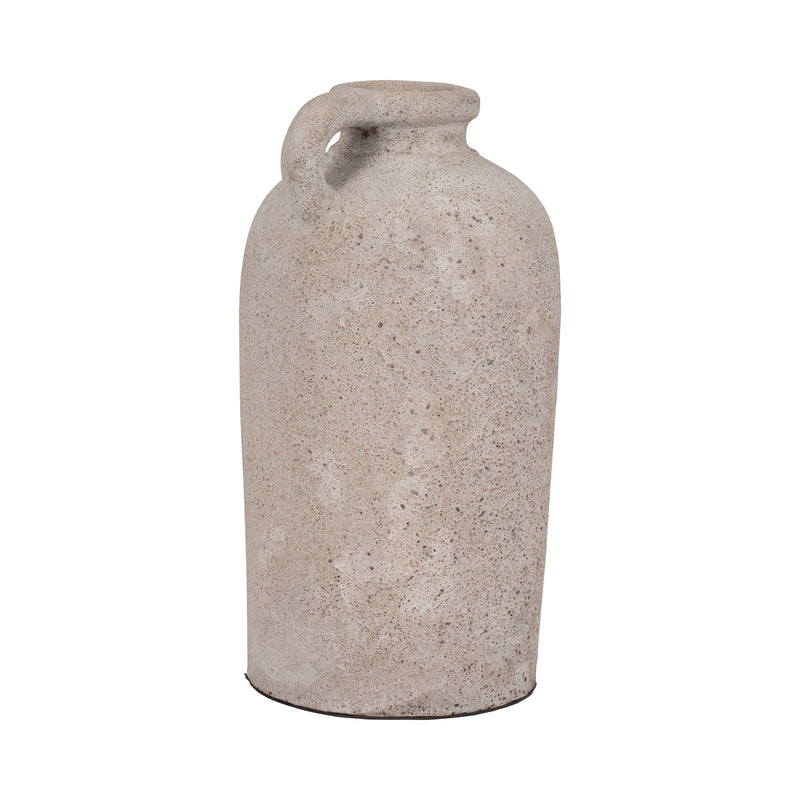 Terracotta, 16" Bottle Vase W/ Handle, Ivory