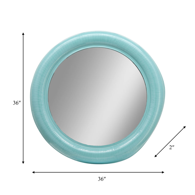 METAL 36" ROUND MIRROR, TURQ