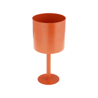 Ec Metal,6",flat Round Base Planter,burnt Orange