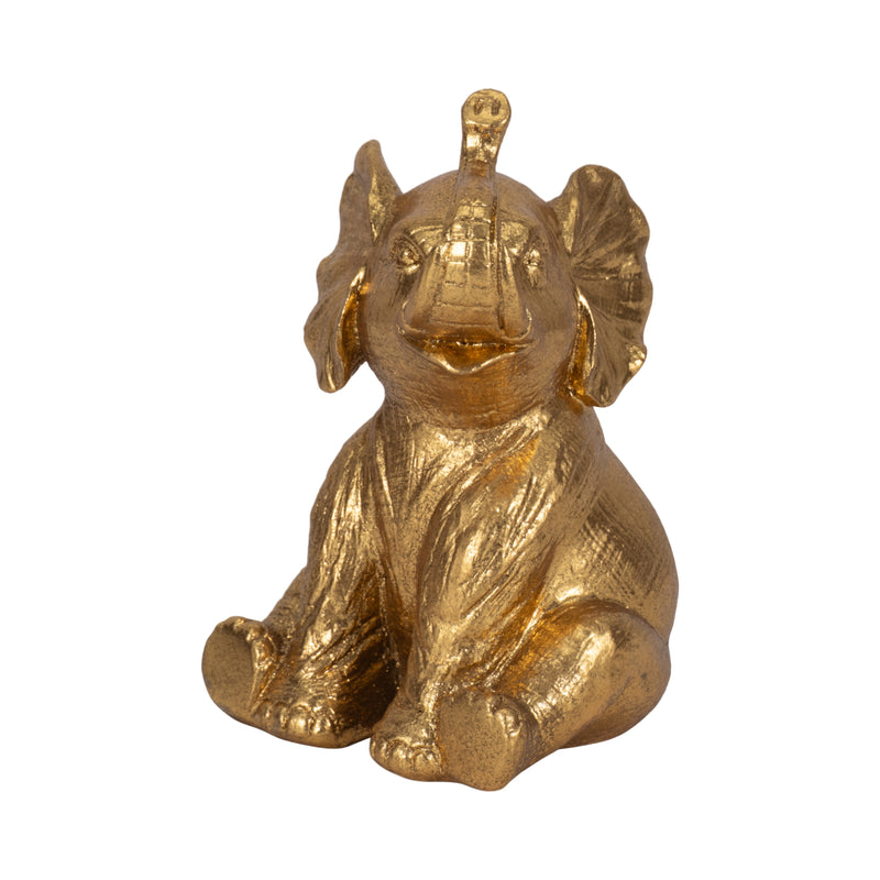 7" Sitting Elephant, Gold