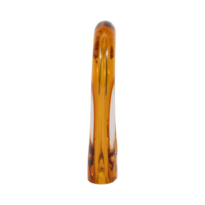 12" Zuri Cut-out Amber Art Glass