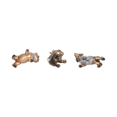 S/3 10" Cool Dogs Decor, Gold