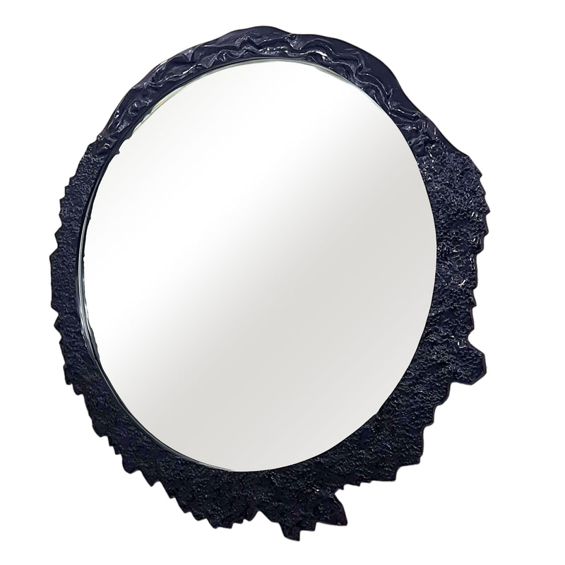 35" Eron Metal Wall Mirror, Black