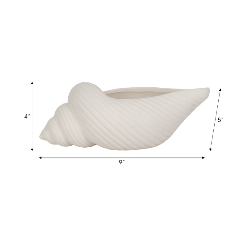 9" Conch Shell Planter, White