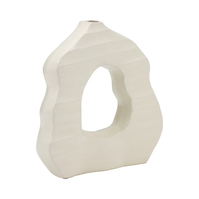 12" Ribbed Open-cut Out Vase, Ivory