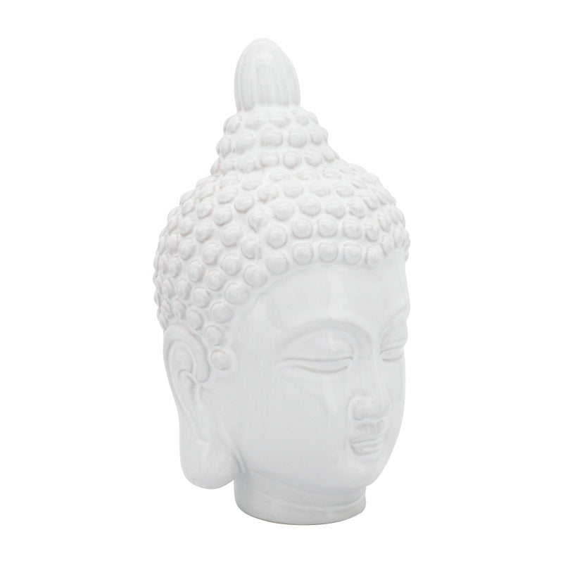 CERAMIC 10" BUDDHA HEAD, WHITE