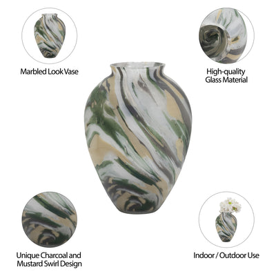 Marco Glass, 12" Marbled Look Vase, Multi