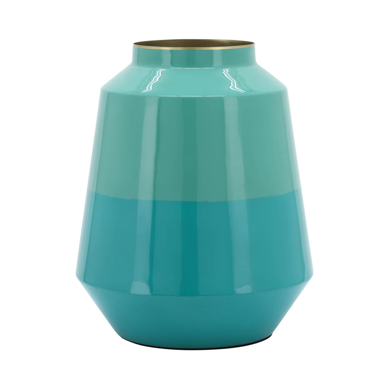 METAL 12" VESSEL VASE, GREEN