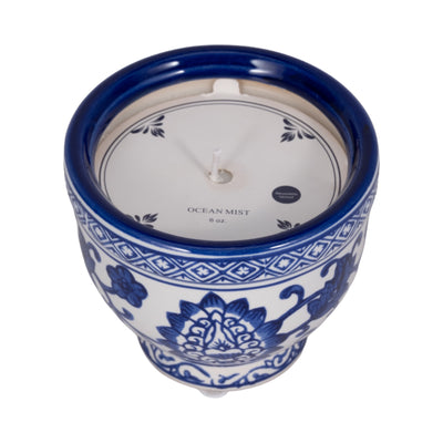 4", 6oz Bowl Chinoiserie Candle, Blue/white