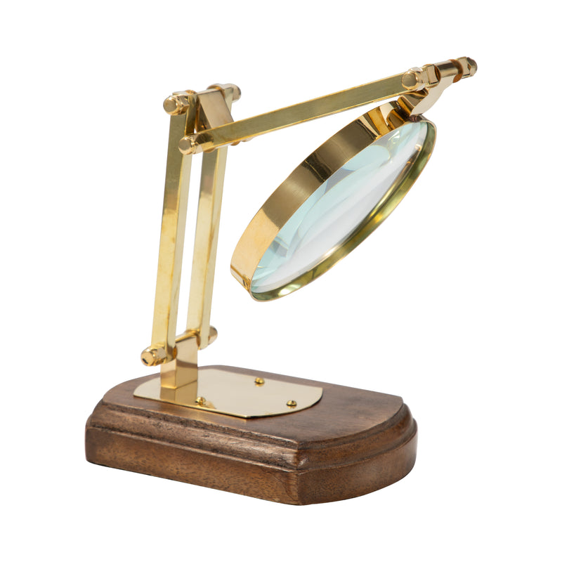 16" Kane Wood Base Magnifying Glass, Gold