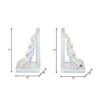 S/2 CRYSTAL DIAMOND BOOKENDS, RAINBOW