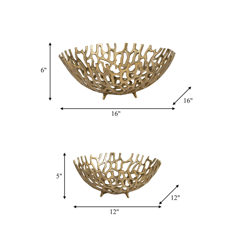 METAL, S/2 14/16" CUT-OUT TRAYS, GOLD