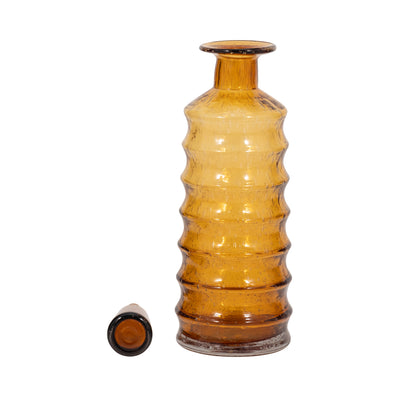 18" Clarimond Ridged Amber Glass Bottle