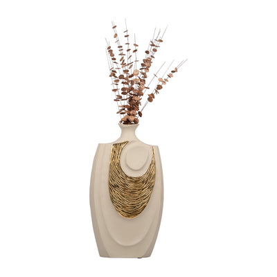 METAL, 23" EMBOSSED SWIRL VASE, GOLD/NUDE