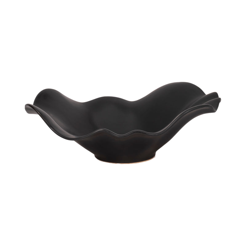 18" Ruffled Edge Bowl Matte Finish, Black