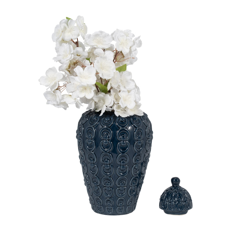 CER, 12" CHAIN TEXTURE JAR, NAVY