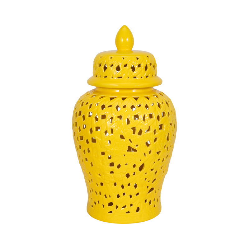 PIERCED YELLOW TEMPLE JAR 24"