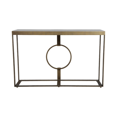 METAL, 48X31 MARBLE TOP CONSOLE, GOLD/WHITE