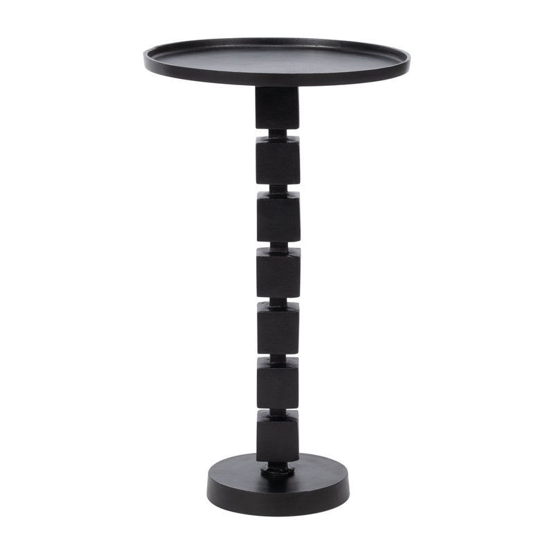 26" ALUMINUM STACKED CUBE ACCENT TABLE, BLACK