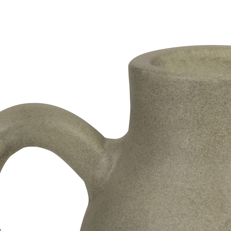 TERRACOTTA, 8" VASE W/ HANDLE, SAGE GREEN