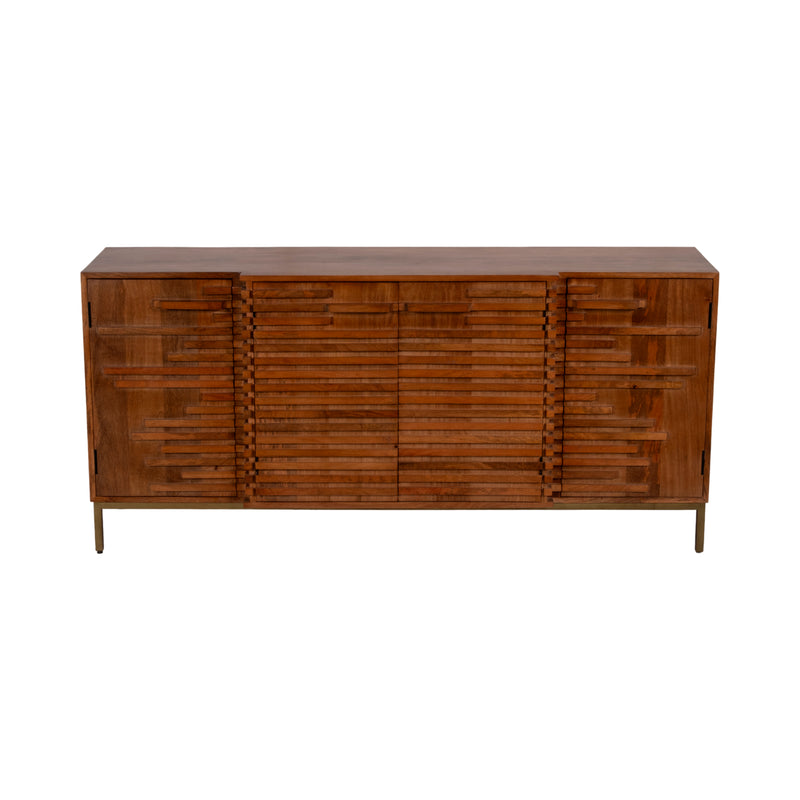 30" MIDCENTURY SLAT SIDEBOARD, MANGO BRWN