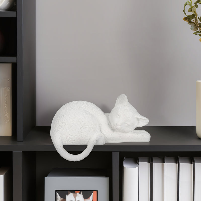 7" Sleeping Kitty, White