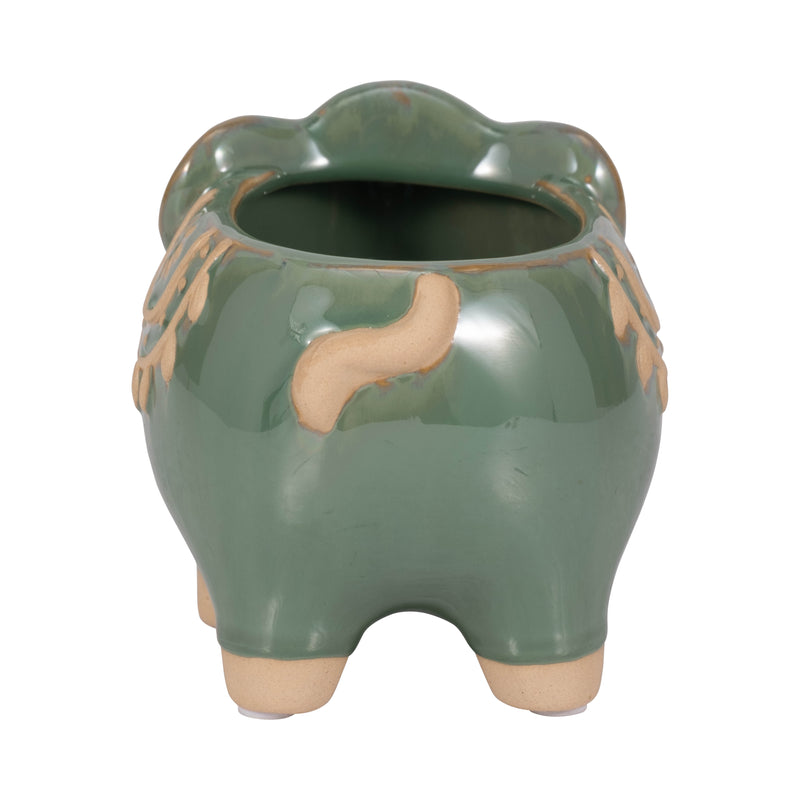 7" Elephant Planter, Green