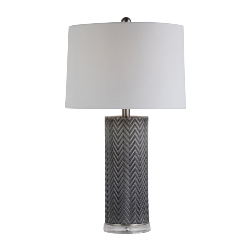 Glass 28"  Chevron Table Lamp, Gray/white