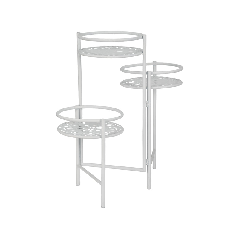 Metal, 22" Folding 3-tier Plant Stand, White