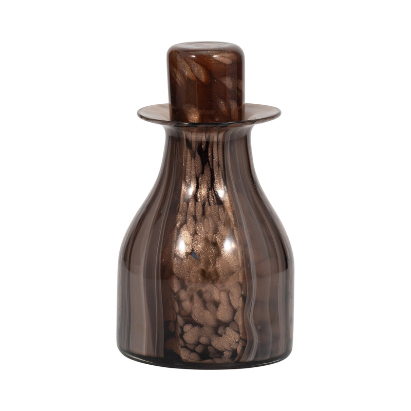 11" Hilary Small Brown Glass Bottle