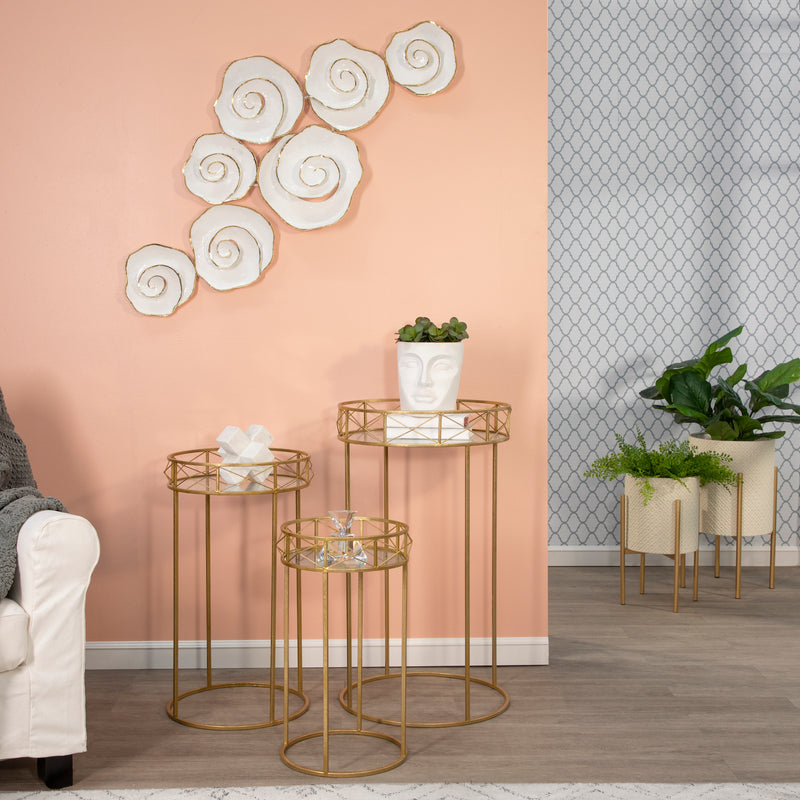 S/3 Metal Accent Tables, Gold
