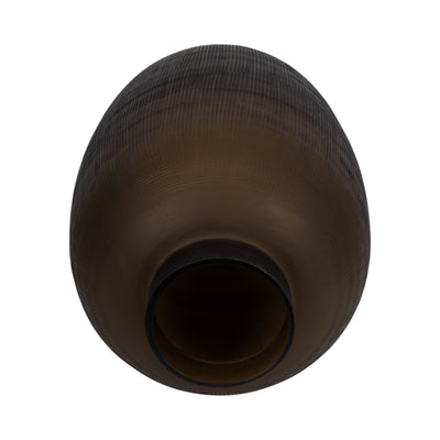 Glass, 19" Urn Vase, Smokey Brown