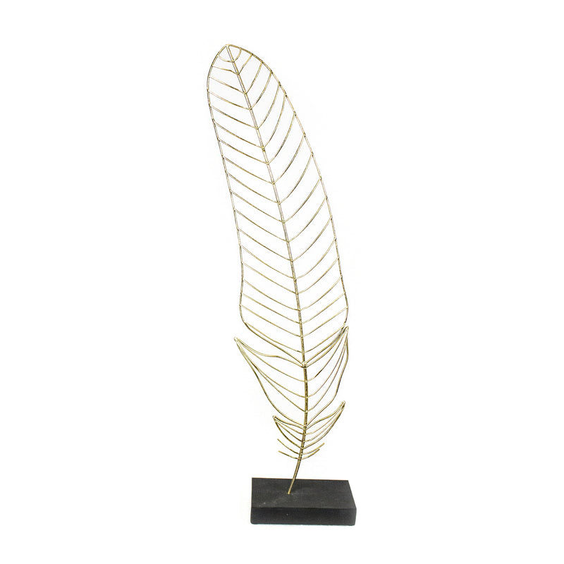 FEATHER SCULPTURE ON BASE, GOLD
