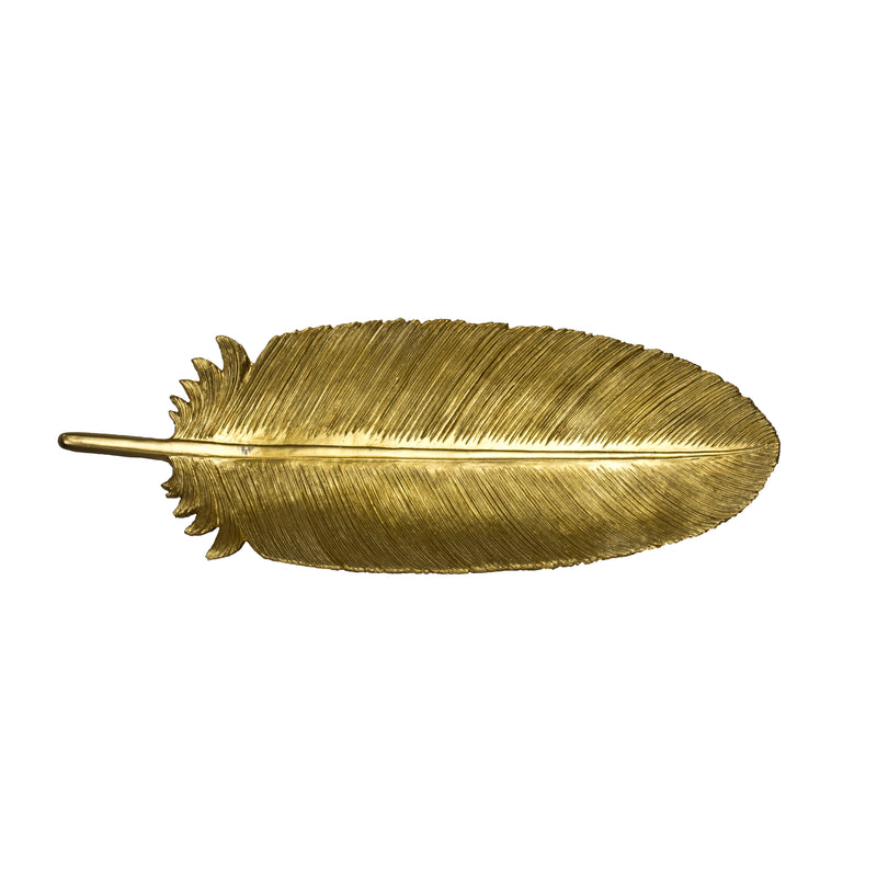 Feather Decorative Plate, Gold