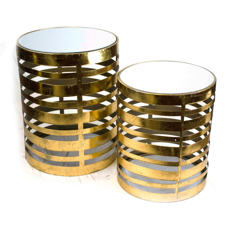 S/2 Metal & Glass Accent Tables