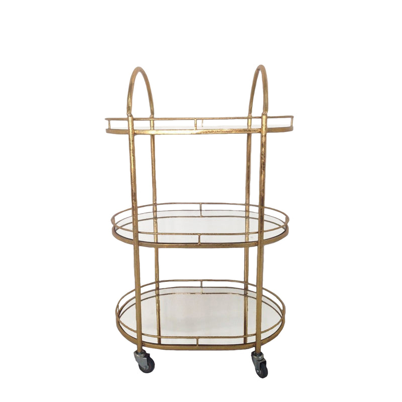 SILVER TIER GOLD METAL BAR CART OVAL TABLE | 11799-01