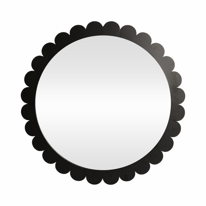 34" Scallop Border Mirror, Black