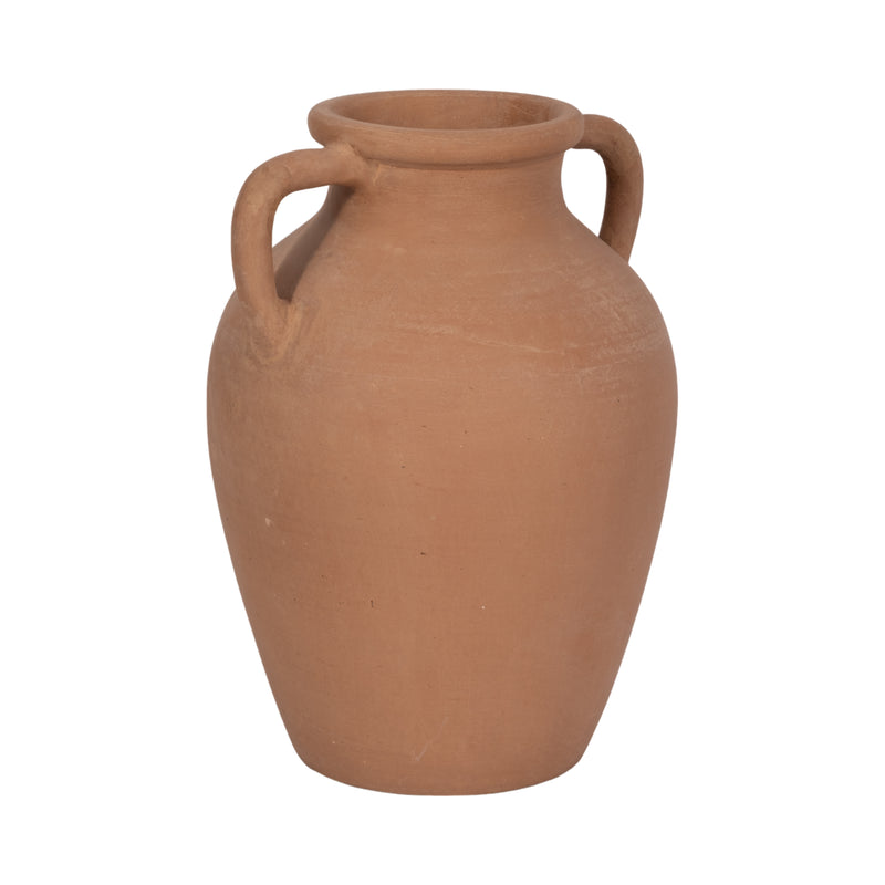 TERRACOTTA, 13" VASE WITH HANDLES, NATURAL