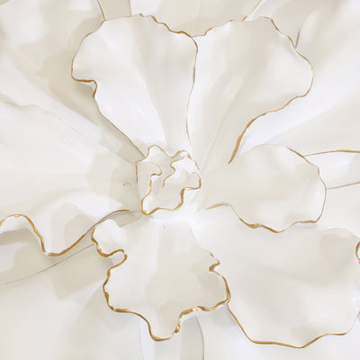 FLOWER WALL PLAQUE, WHITE/GOLD