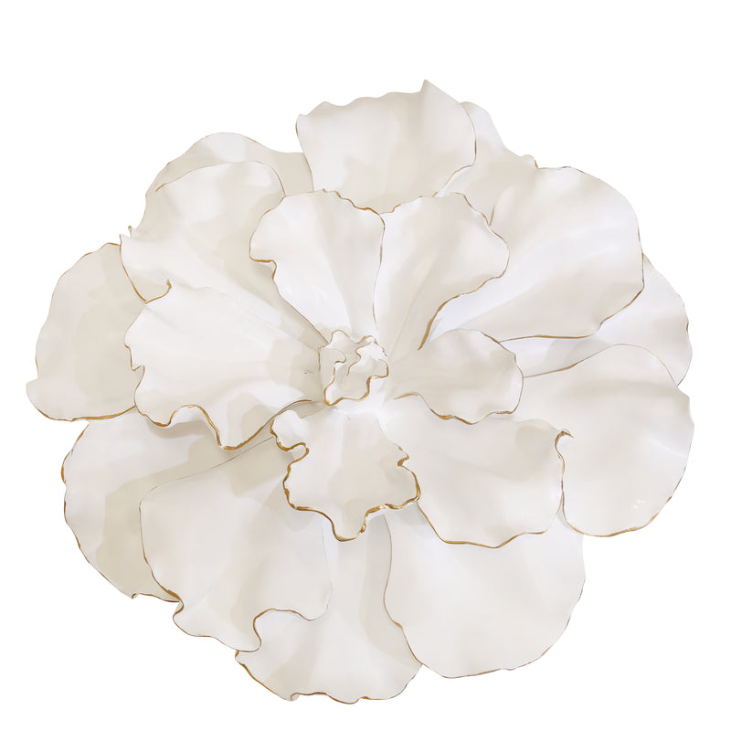 FLOWER WALL PLAQUE, WHITE/GOLD