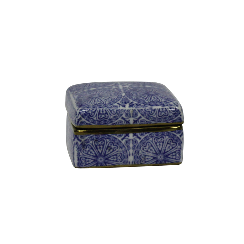 Decorative Ceramiccovered Box, Blue/White/Gold | 12051-02