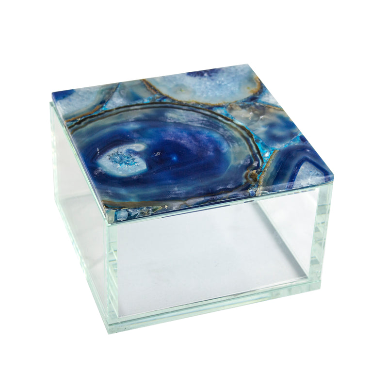 BLUE AGATE TOP GLASS BOX | 12082-03