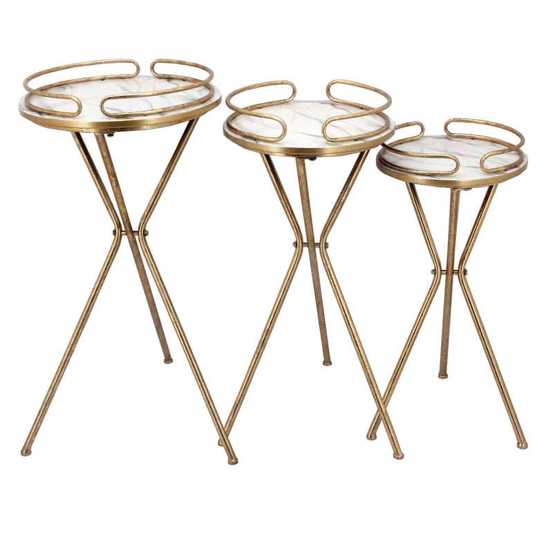 S/3 Metal Plant Stands, Gold