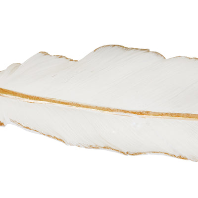 Resin Feather Wall Decor, White/Gold