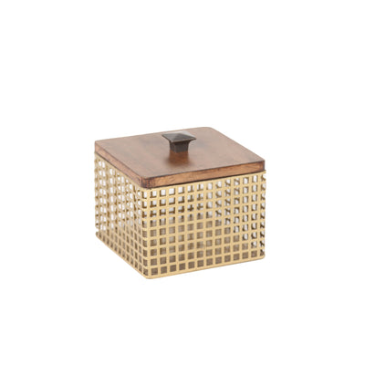 Iron & Wood Decorative Box, Gold