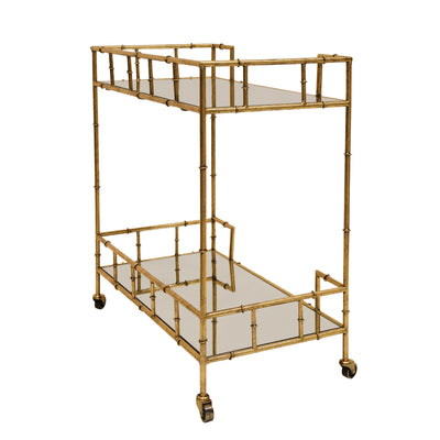 Metal & Mirror Bar Cart, Gold