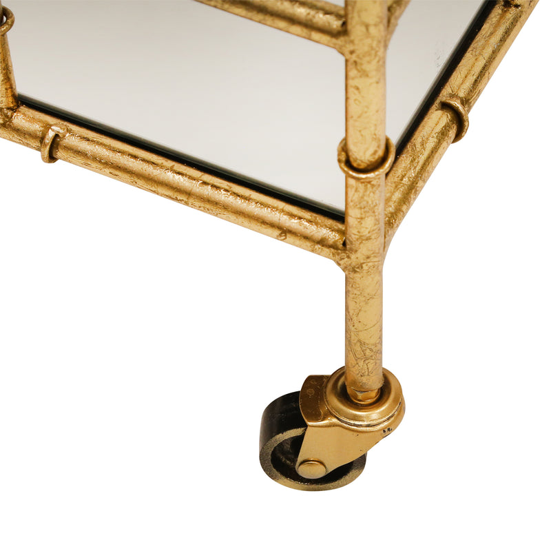 Metal & Mirror Bar Cart, Gold