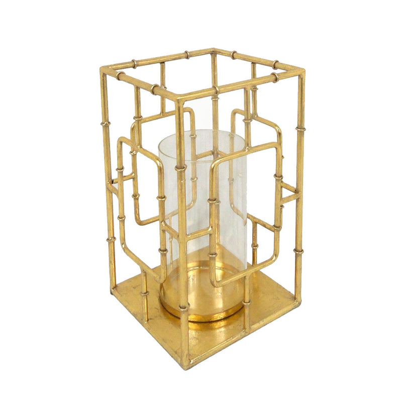 Metal & Glass Candle Holder, Gold