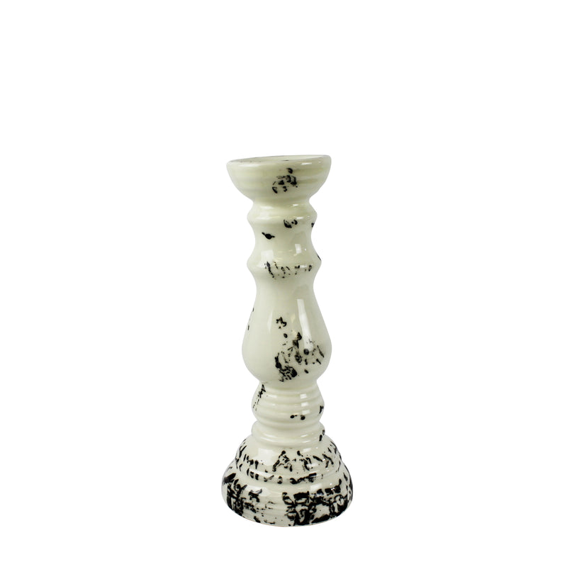 Ceramic Candle Holder, Black Marble | 12363-01